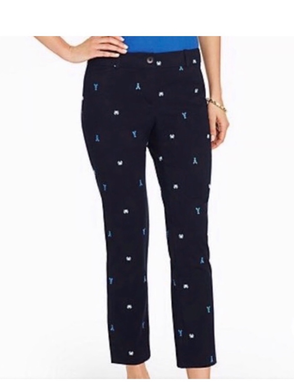 Talbots Navy The Perfect Crop Curvy Crab Lobster Pants Size 2 Petite
